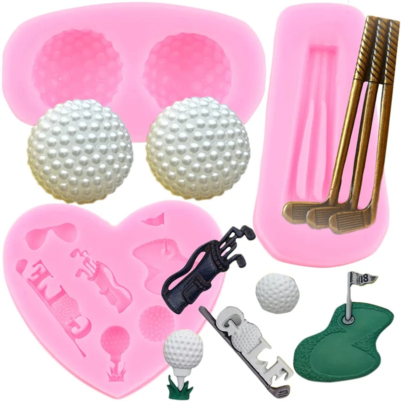 Silicone Molds Golf Sport Fondant Molds Diy Cake Decorating Tools Cupcake Candy Resin Clay Chocolate Moulds