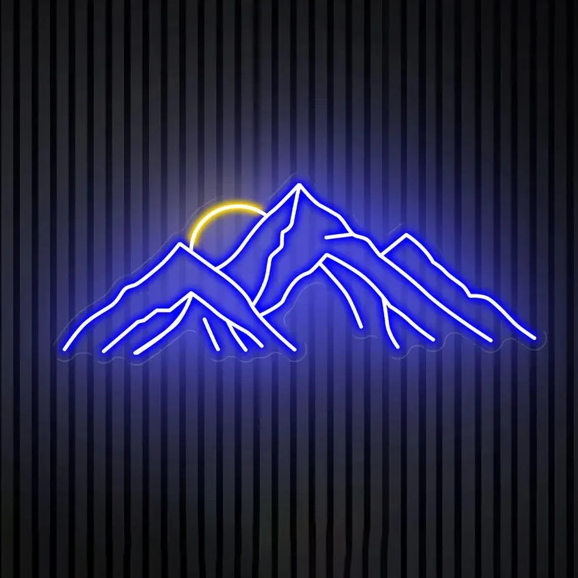 Неоновая вывеска с изображением гор заката восхода солнца настенное искусство