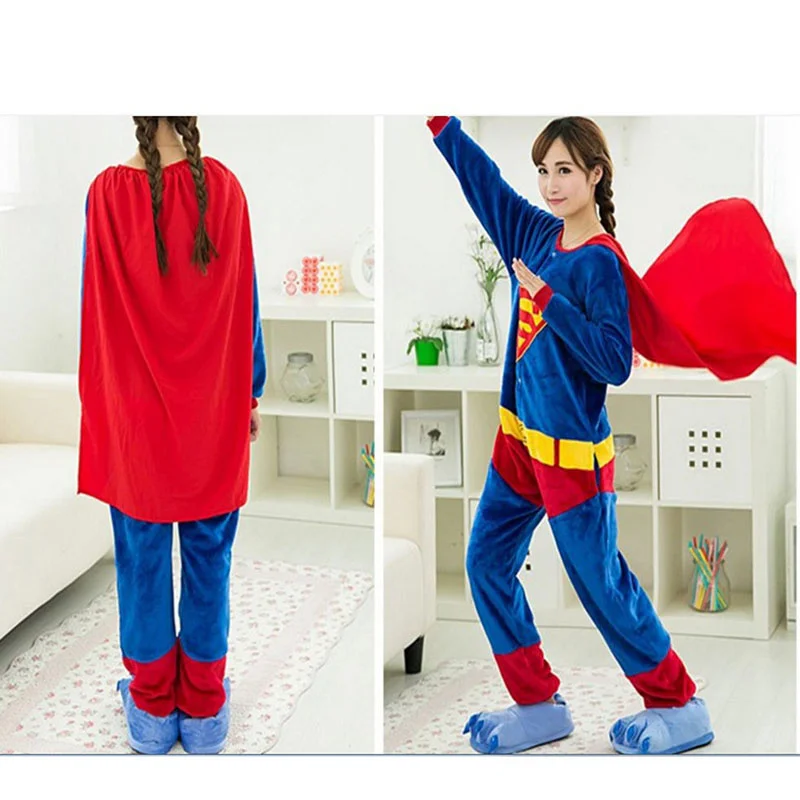 Family Kigurumi Pajamas Blue Kigurumi With Cape Onesie Cosplay Costume Pajamas For Babies Kids and Adults