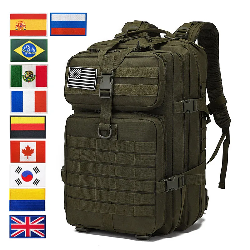 

Outdoor Tactics Backpacks Spots Bag Camouflage Add stickers High capacity Shoulders Bag Travel Water Proof 50L
