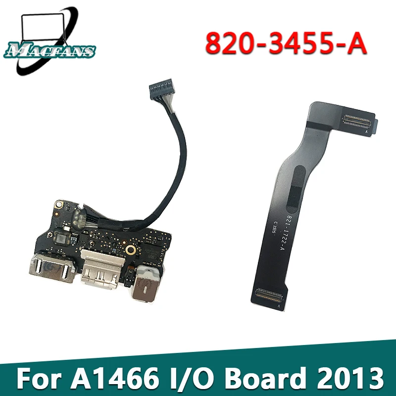 

Tested Original A1466 I/O Board USB 2013-2017 820-3455-A for Macbook Air 13" A1466 DC Power Jack With Cable 821-1722-A