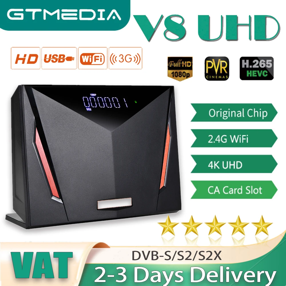 

Original V8 UHD Satellite Receiver 4K Ultra HD Step Top Box DVB-S/S2/S2X+T/T2 same as v8x v9 prime