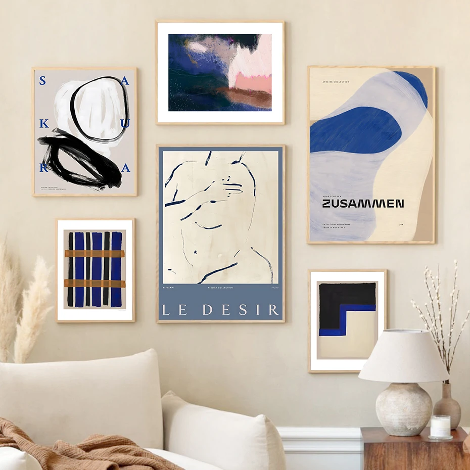 Абстрактный геометрический постер Женская линия тела настенный художественный