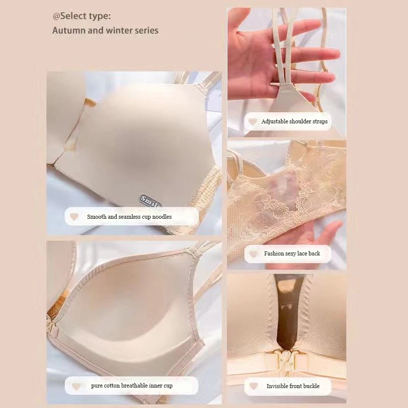 Bras For Women New Invisible Front Buckle Bras Womens Front Buckle Push Up Wireless Bra Lace Back Adjustable Push Up Bra