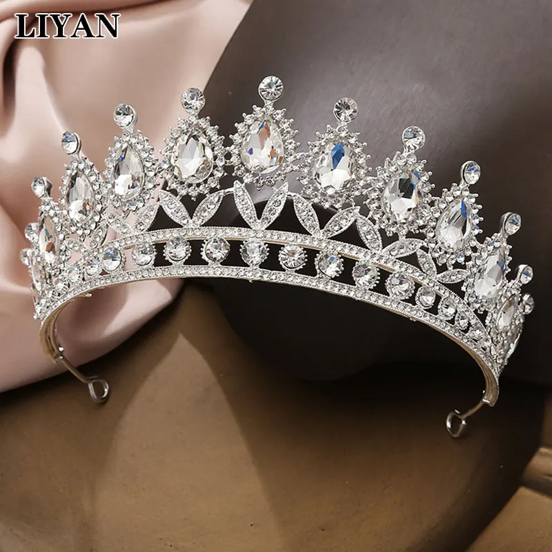 

LIYAN Rhinestone Crowns For Women's Baroque Vintage Crystal Bride Tiaras Pageant Diadem Wedding Bridal Crown Hair Accessories
