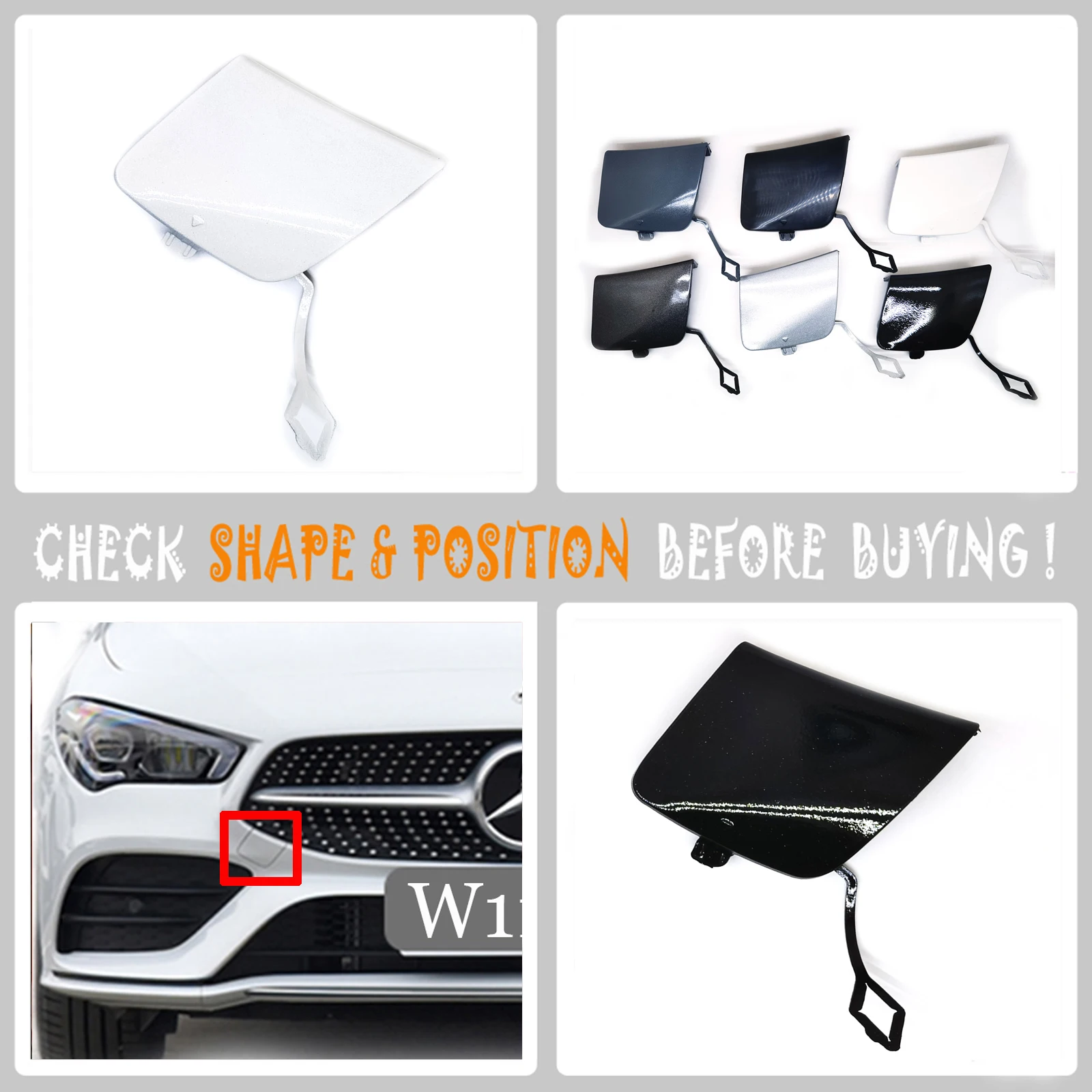

1188854201 for 20-23 Mercedes CLA W118 Coupe C118 FRONT TOW COVER CLA180 CLA200 CLA220 CLA250 Hook Eye Cap