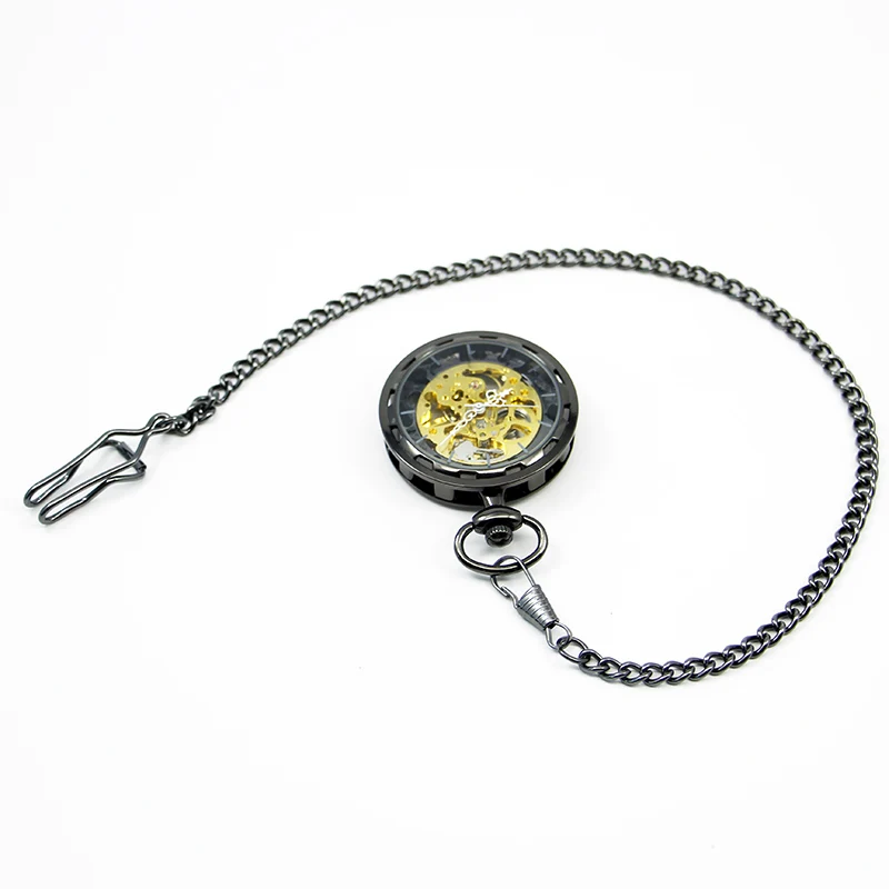 Automatic Mechanical Pocket Watch Steampunk Retro Copper Watches Fob Chain Pendants Men Women relojes de bolsillo