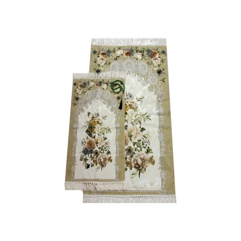 

Digital Printed Cotton Chenille Double Prayer Rug Beige 70*120 cm ""70% Cotton ""30% Polyester