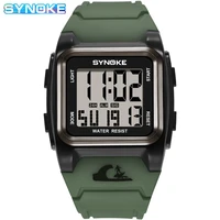 synoke military men watches waterproof alarm clock big dial digital watch multi function sports watch for men relogio masculino