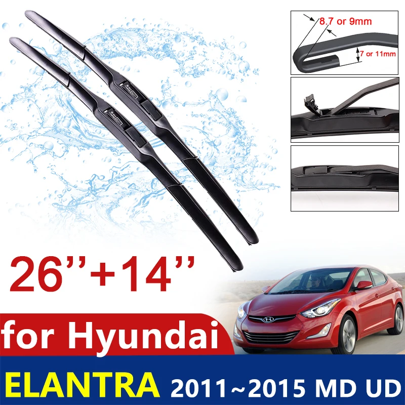 

Car Wiper Blades for Hyundai Elantra MD UD 2011 2012 2013 2014 2015 Front Windshield Frameless Snow Scraping Rubber Accessories