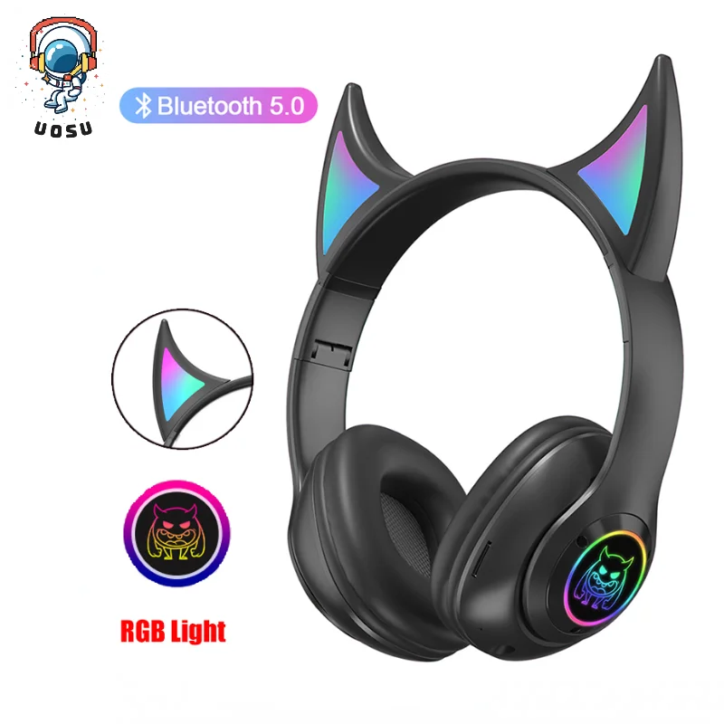 Беспроводные наушники Devil с микрофоном подсветильник стерео бас подарки для