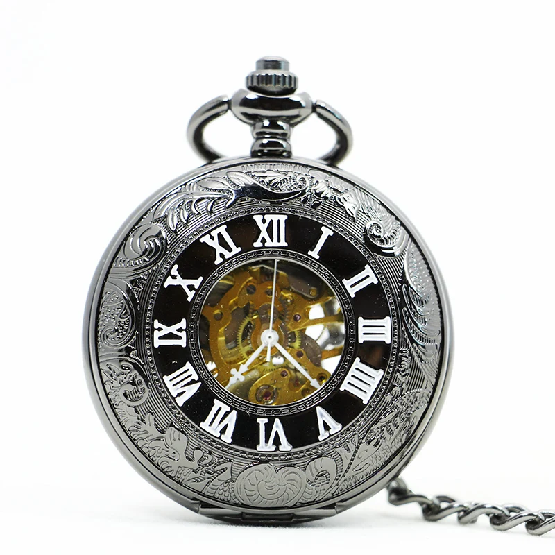 10pcs Vintage Roman Numerals Case Mechanical Pocket Watches For Men Women Personalised Pendant Necklace Male Best Gift アンティーク