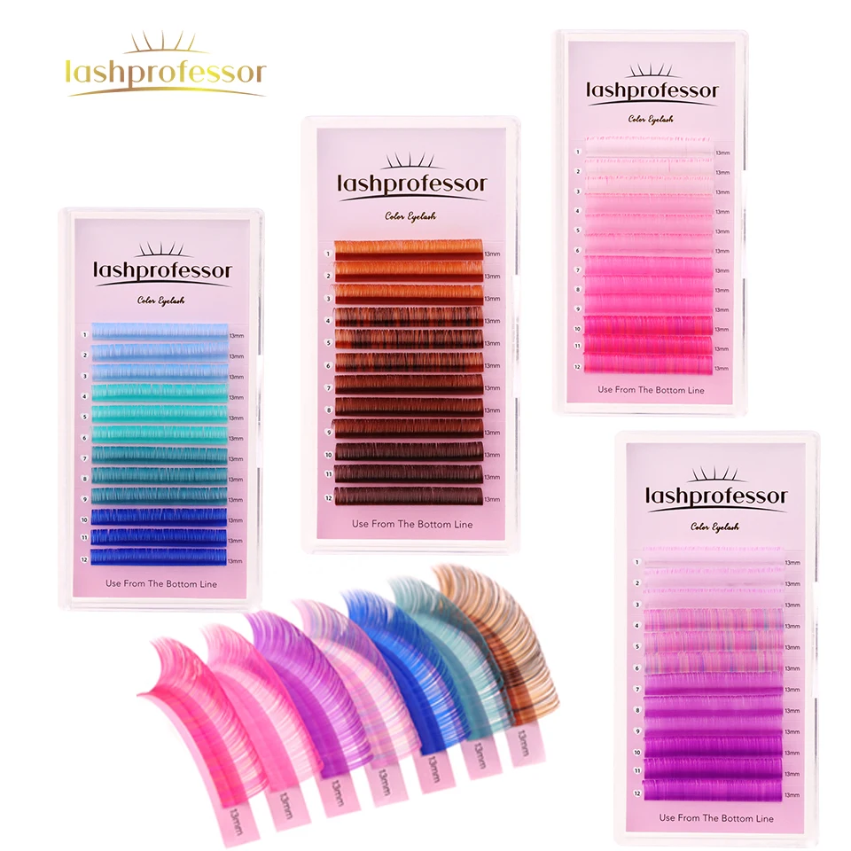 

Lashprofessor C/D False Individual Mix Colored Lashes Premium Natural Faux Mink Russian Volume Eyelash Extension Makeup Supplies