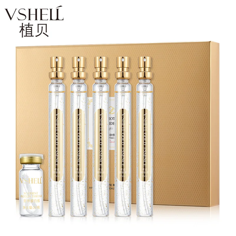 

Gold Protein Peptide Essence Set Collagen Line+24k Gold Essence Liquid Hydrating Moisturizing Anti Aging Wrinkle Skin Face Serum