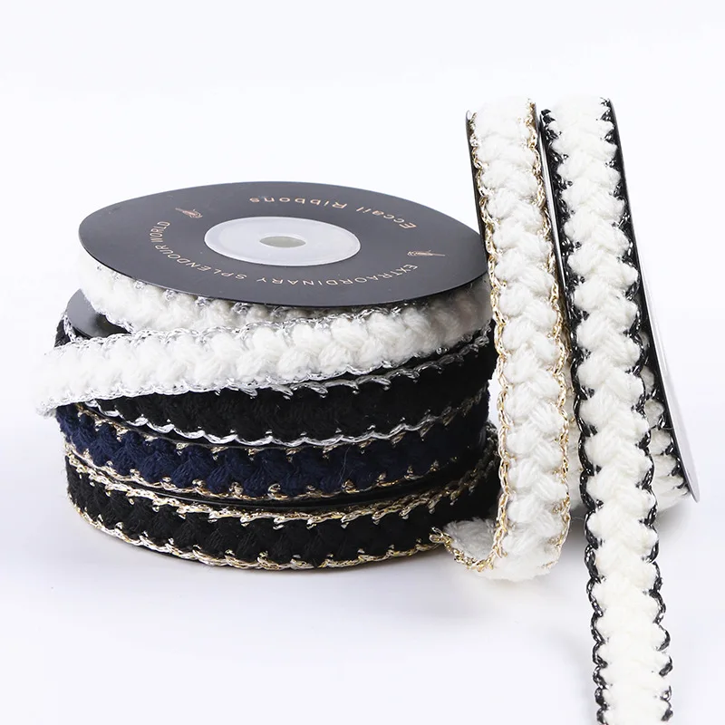 10mm Gold Sliver Woven Ribbon 3/8