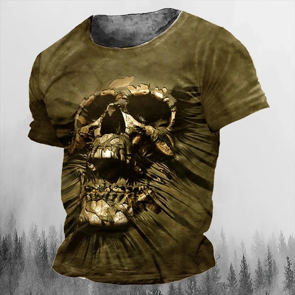 Men's T-shirts Summer 3d Vintage Horror Skull Top Hip Hop Rock Streetwear O-neck Short Sleeve Tee Oversized T Shirt Male Clothes