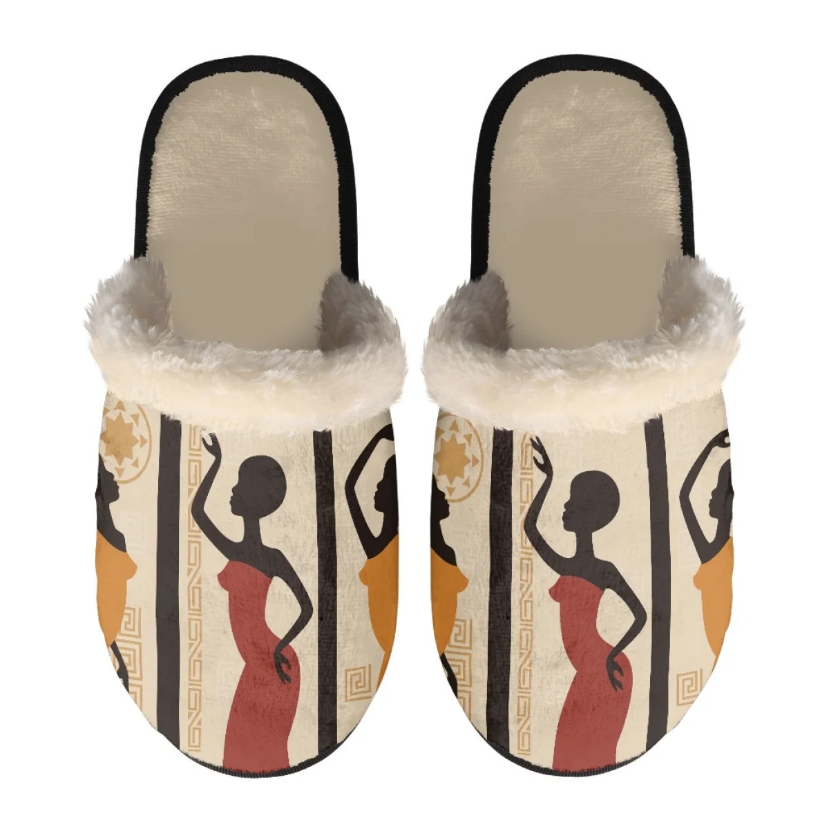 

Тапочки женские зимние с принтом, мягкие плюшевые, в африканском стиле, для празднования дня рождения