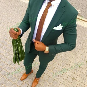Imported Green Mens Wedding Suits 2022 Groom Tuxedos Notched Lapel Men Suit Slim Fit Custom Made Groomsmen Tw