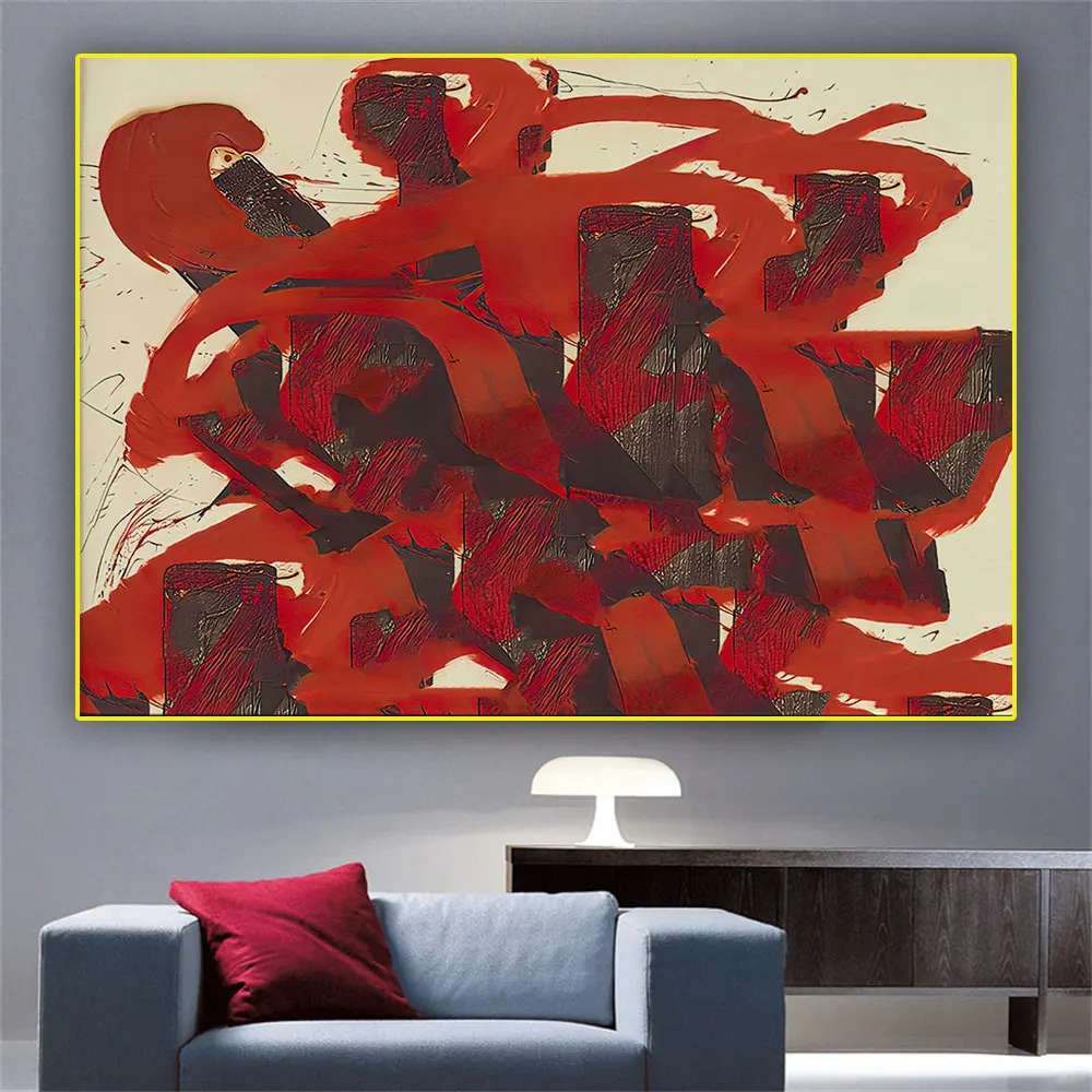 

Abstract Brush Strokes Digital Poster Prints Canvas Light Academia Wall Art Painting Red Wall Decor Living Room Home Decor