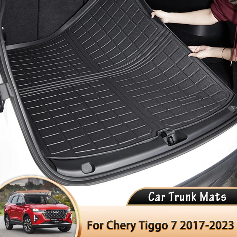 Car Boot Liner Cargo Rear Trunk Mats Luggage Floor Carpet Tray Waterproof for Chery Tiggo 7 Pro Plus Chirey Fownix T15 2017~2023
