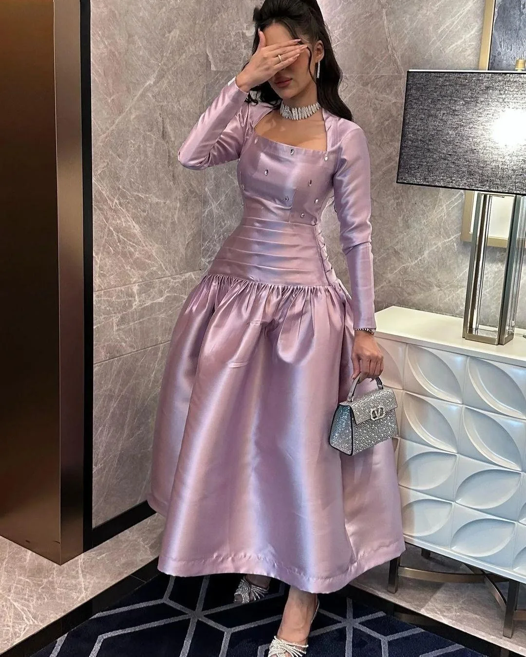 

Сказочное элегантное платье-Русалка с длинным рукавом и квадратным вырезом для выпускного вечера плиссированные вечерние платья длиной до щиколотки с бисером деловые платья