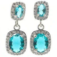 26x10mm stunning 4 2g white sapphire blue aquamarine cz women birthday gift 925 silver earrings