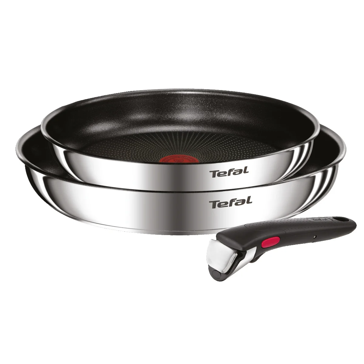Set of 2 tefal ingenio emotion frying pans, 22 and 26 cm frying pan, interchangeable handle, non-stick, titanium coating, thermo-signal, save space