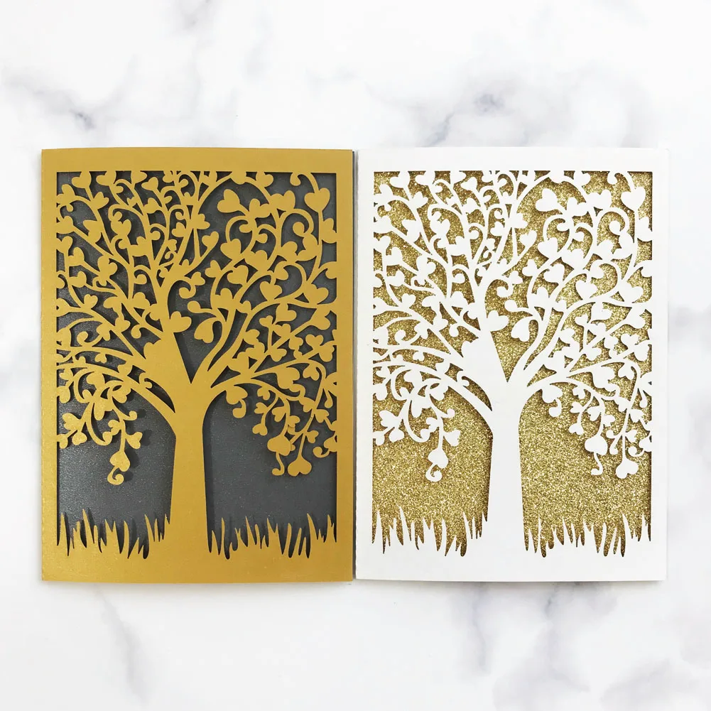 

20pcs/lot Laser Cut Wedding Invitations Tree Pattern Invitation Card Birthday Anniversary Party Decorative Greeting Card