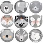 Мягкое хлопковое одеяло с изображением животных для новорожденных, коврики для детей, для детской комнаты, реквизит для фотосессий, Круглый напольный ковер, Придверный коврик, для ползания младенцев