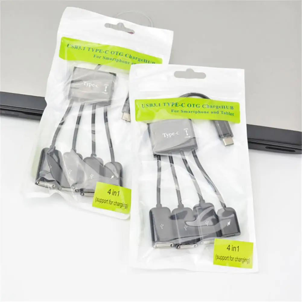 

USB C Hub to 4 USB OTG 4 Port Micro USB Power Charging Hub Cable Spliter Connector Adapter For Smartphone Computer Tablet HOT