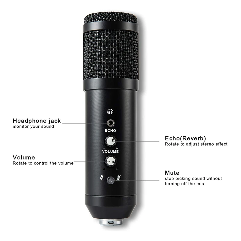 

USB Microphone,Condenser Gaming Microphone with Tripod Stand Recording Microphone for Recording Vocals,Podcasting,Etc