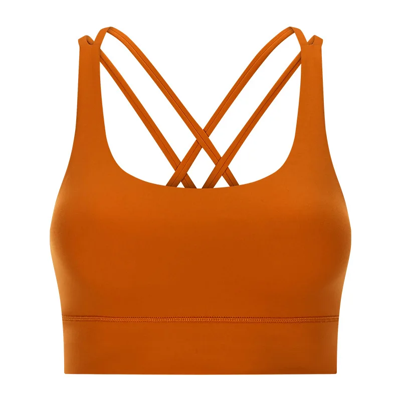

Cross beauty back yoga bra sanded and nude high-strength shockproof gym clothes sports underwear women