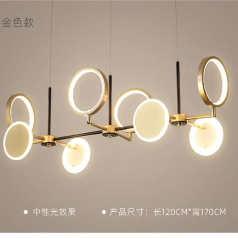 

Светодиодный ная люстра черного или золотого цвета для гостиной, столовой, современная простая Подвесная лампа в скандинавском стиле, длин...
