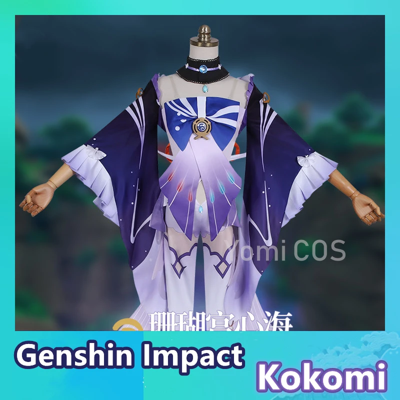 

Костюм для косплея игры Genshin Impact Kokomi, костюм для косплея Sangonomiya Kokomi, сексуальное женское платье, полный комплект