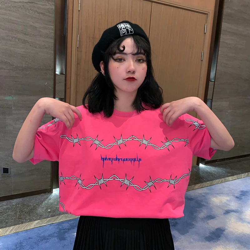 Готическая футболка лето 2019 принт с шипами Harajuku персональные топы короткими
