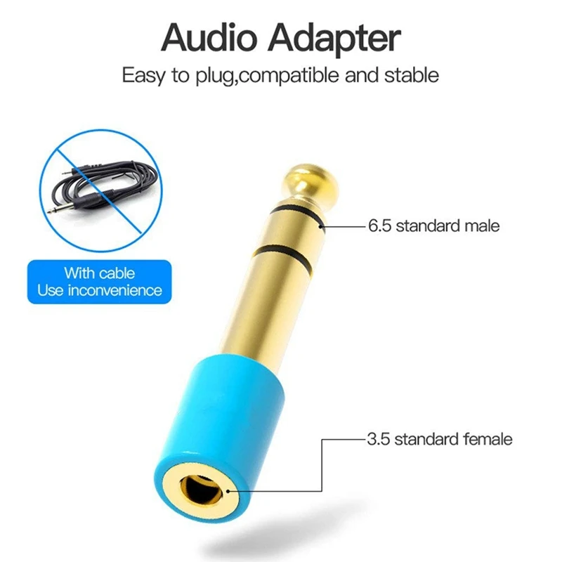 6.5mm 6.35mm 1/4inch Male to 3.5mm 1/8inch Female Jack Stereo Headphone AUX Cable Audio Adapter Plug For Guitar Amplifier J |