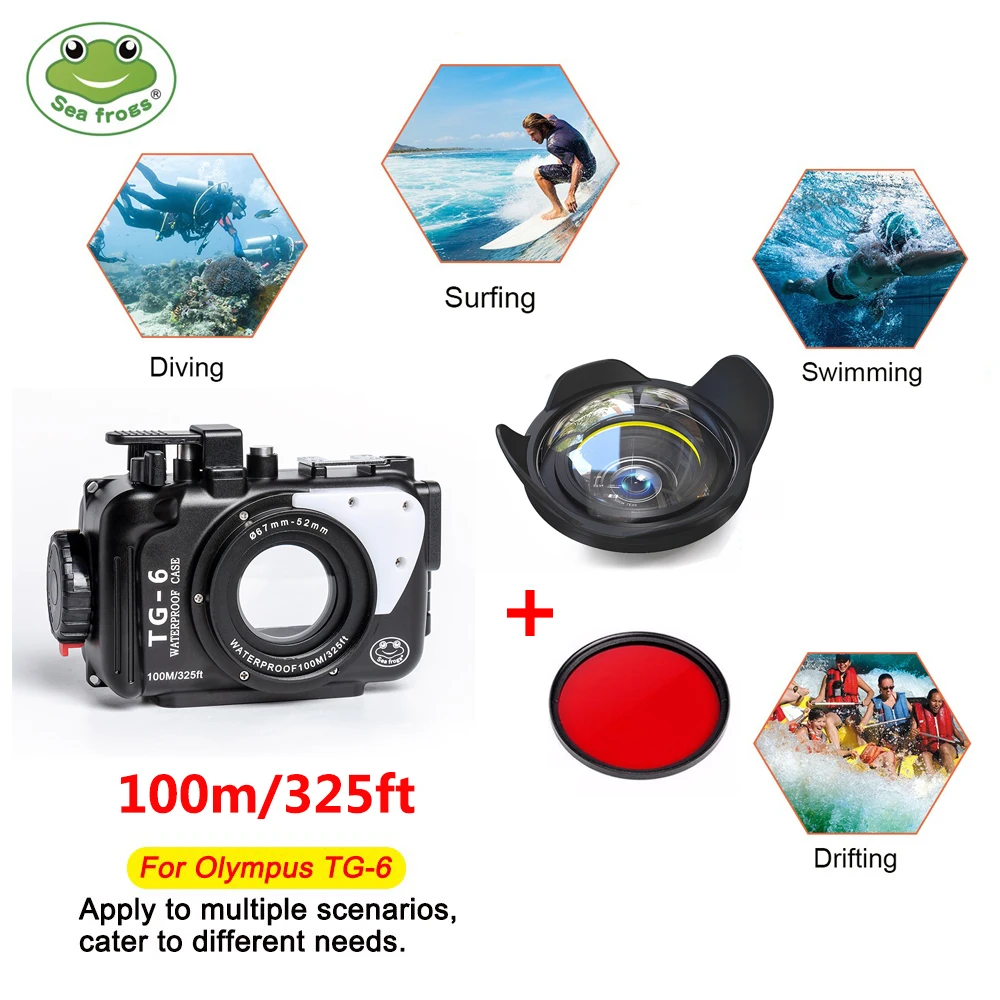100 м/325ft для цифровой камеры Olympus TG6 ТГ 6 подводный короб Камера Корпус Алюминий