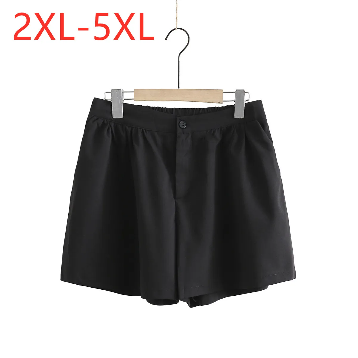 

New 2021 Ladies Summer Plus Size Shorts For Women Large Loose Casual Black Wide Leg Pocket Shorts 2XL 3XL 4XL 5XL