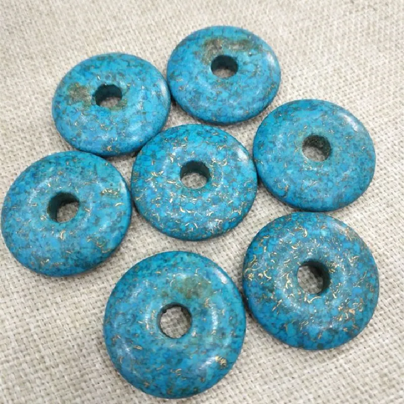 Фото 5 шт. подвески из натурального бирюзового камня форма для пончиков размер 30 мм