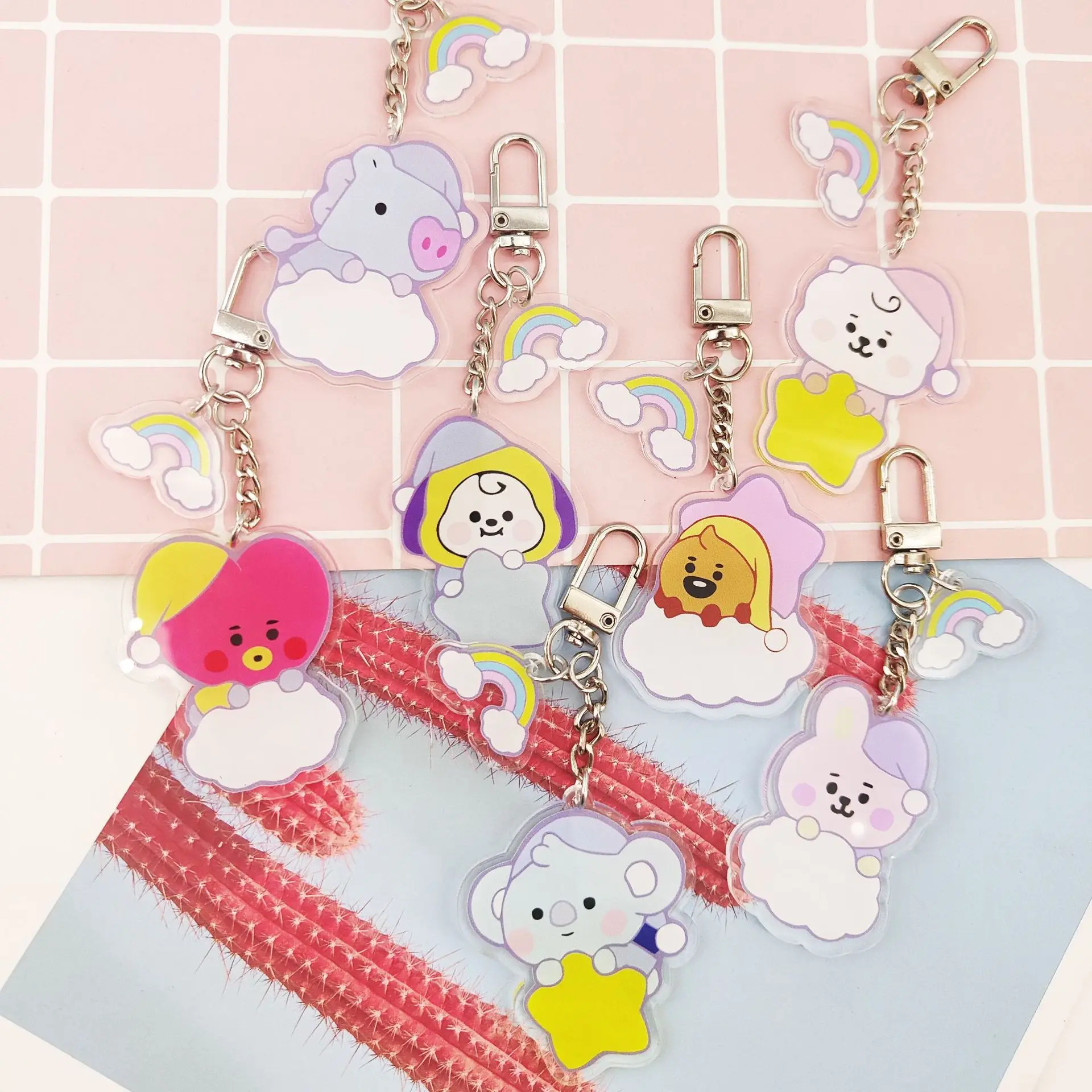 

New Bangtan Boys Keychain School Bag Charm Cartoon Baby Series Pendant