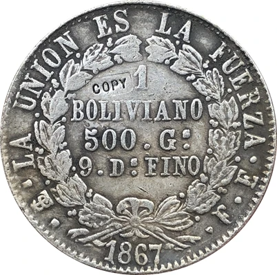 Оптовая Продажа Реплика Боливии 1867 1 BOLIVIANO копия 90% Копер производство