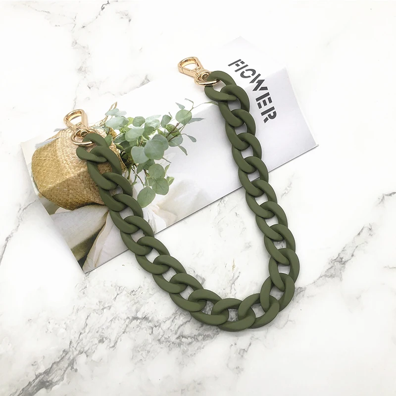 Hot Sell 37-115 CM Frosted Alloy Fish Bone Plastic Chain Resin Chain Bag Strap for Handbags For Women Accessories Colorful Ladie