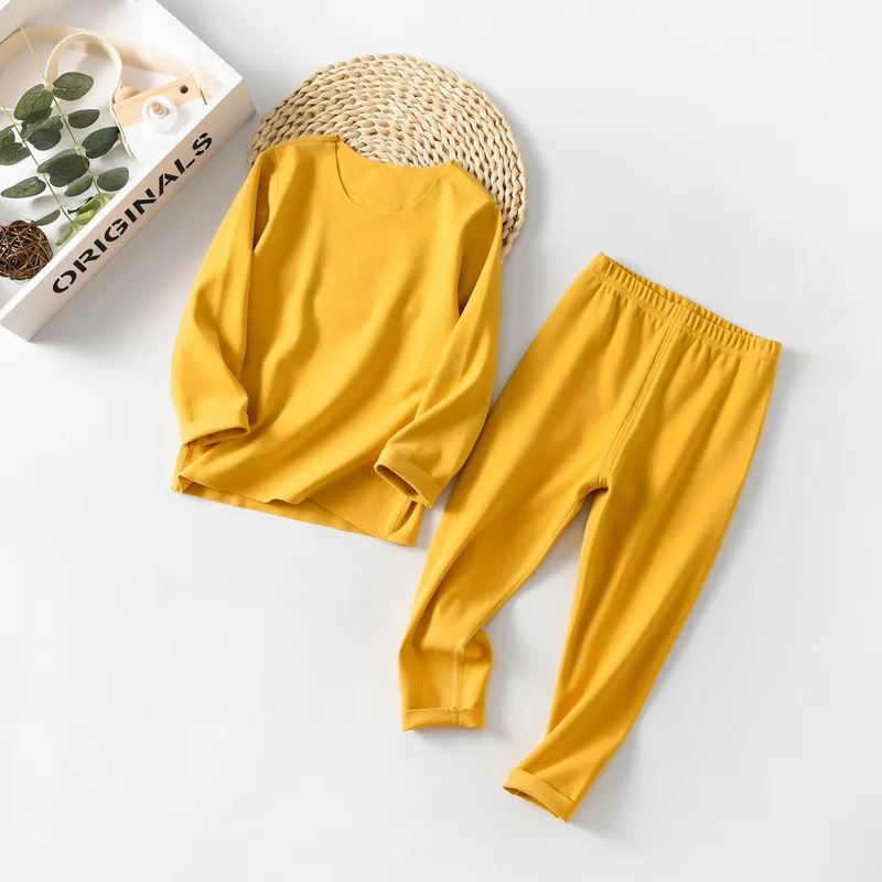 Осенне-зимнее детское шерстяное нижнее белье Детский комплект Флисовая теплая