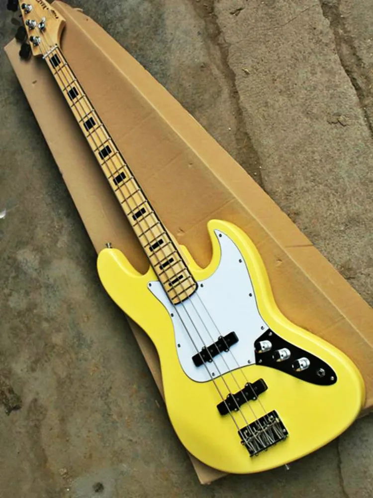 

Top quality FDJB-5007 yellow color solid basswood body rosewood fretboard 4 strings Jazz Bass electric guitar, Free shipping