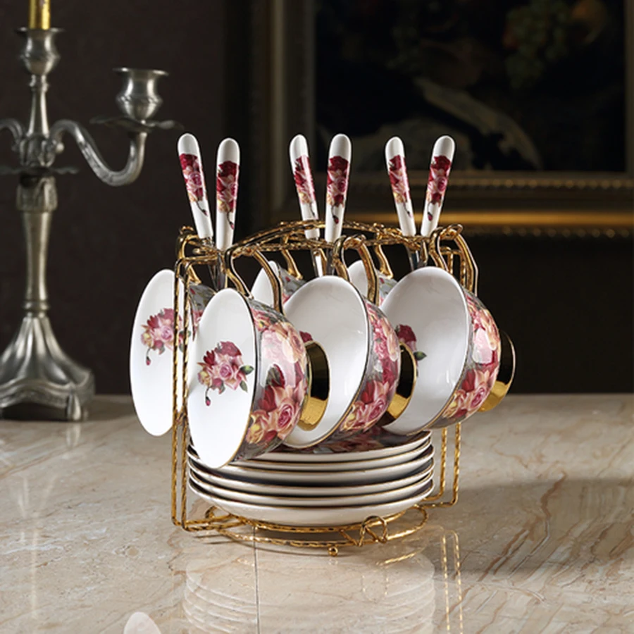 

Nordic Luxury Cup Creative Vintage Handmade Ceramic High Quality Coffee Spoon Cup Saucer Vintage Taza Home Drinkware DB60BD