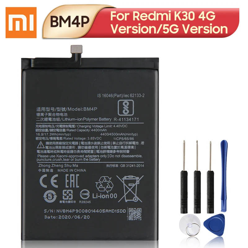 

BM4P Replacement Battery For Xiaomi MI Redmi K30 RedmiK30 Phone Batteries 4500mAh