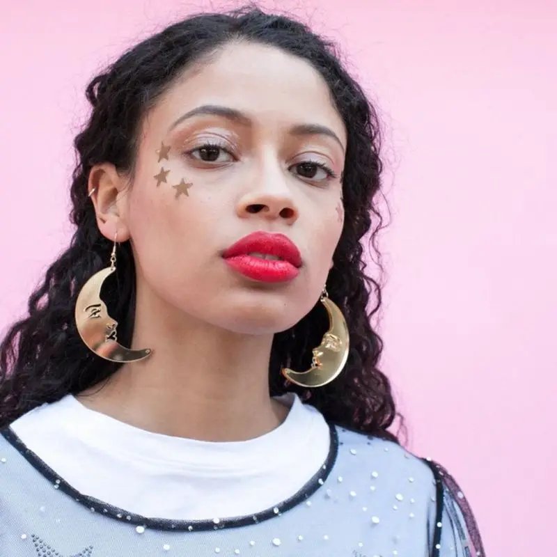 Зеркальные акриловые большие висячие серьги в виде Золотой Луны для женщин стиле