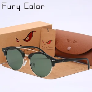 Солнцезащитные очки унисекс, круглые, в ацетатной оправе