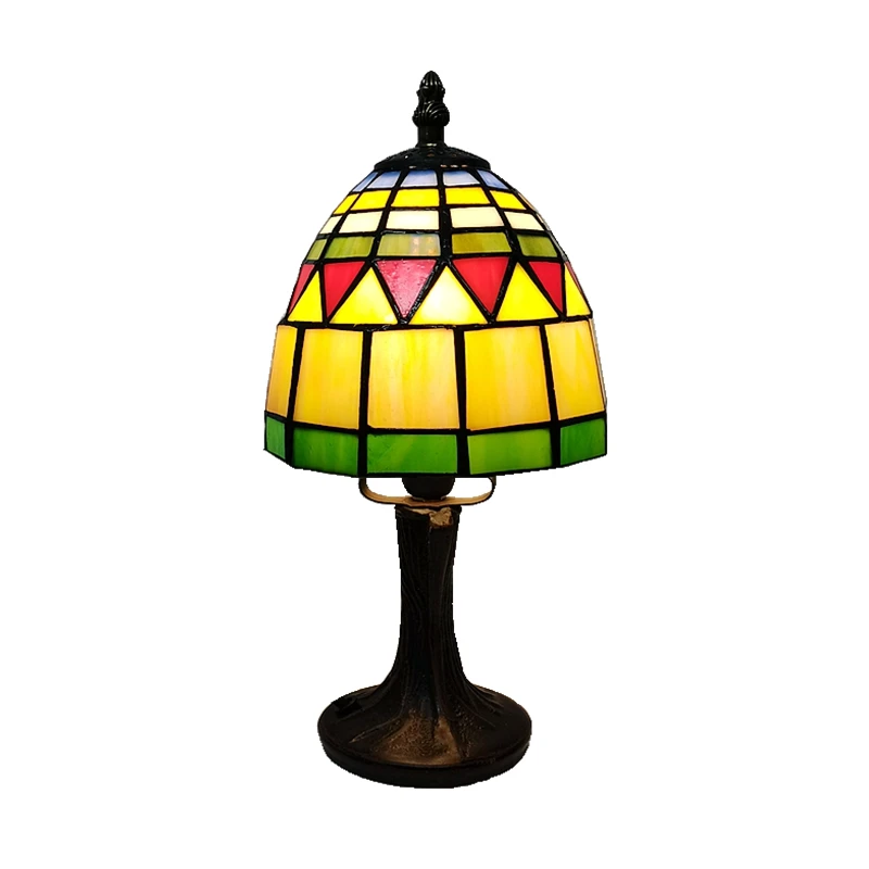 

European Style Restaurant Bar Cafe LED Vintage Desk Lamp Bedside Colorful Glass Table Lamps Nightstand Light Bedroom Lamp