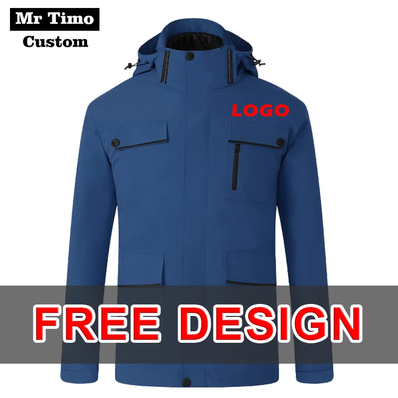 2021 Winter High-end Hooded Jacket Custom Logo Waterproof Windbreaker Team Customize Warm Coat